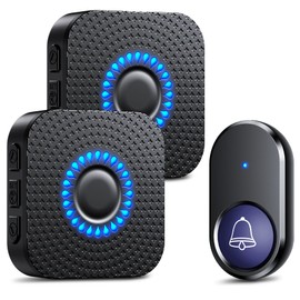 Görvitor Wireless Doorbell, 300 m Range, Wireless Bell, Outdoor Waterproof with 2 Receivers, Wireless Doorbell, Front Door, Doorbell, Wireless with 55 Melodies, 5 Volume Levels, LED Flash