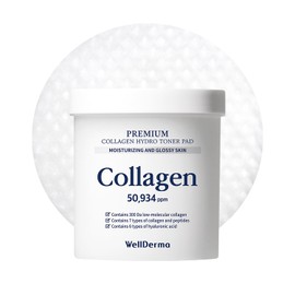 WELLDERMA Premium Collagen Hydro Toner Pad, 250ml / 60 Pads – Hydrating & Firming Face Pads with Niacinamide, Peptides & Hyaluronic Acid