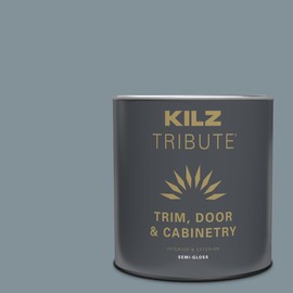 KILZ Tribute Cabinet Paint, Door Paint & Trim Paint, for Interior/Exterior, Semigloss, December Nights, 1 Quart