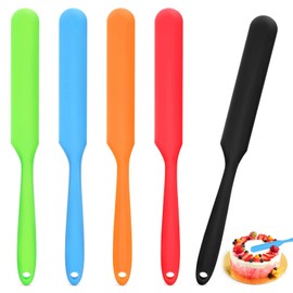 Juego de 5 espátulas de silicona para tarros – Juego de espátulas de crema para tartas, antiadherentes de 9.8 pulgadas, resistentes al calor, espátulas de mantequilla para hornear(5 colores)