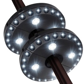 Patio Umbrella Lights Battery Operated (2 Pack) 3 Brightness Modes Cordless 28 LED Lights LED Umbrella Pole Light for Patio Umbrellas, Camping Tents or Outdoor Use