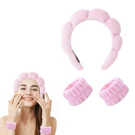 GHEART Hair Band Cosmetic Headband, Headband Hand Strap Set, Face Wash Headband, Skin Care Headband, Women's Spa Hair Band, Daily Wear, Yoga, Sports, Skin Care, Cleaning, Pink