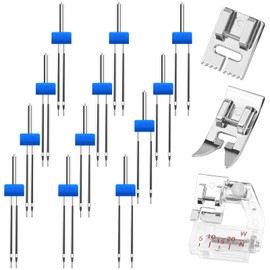 15-teiliges Doppelnadel-Nähset für Nähmaschinen, Doppelnähnadeln für Maschinen, Zwillingsnadeln für Nähmaschinen mit 3-teiligem Nähfuß für Haushaltsnähmaschinenzubehör