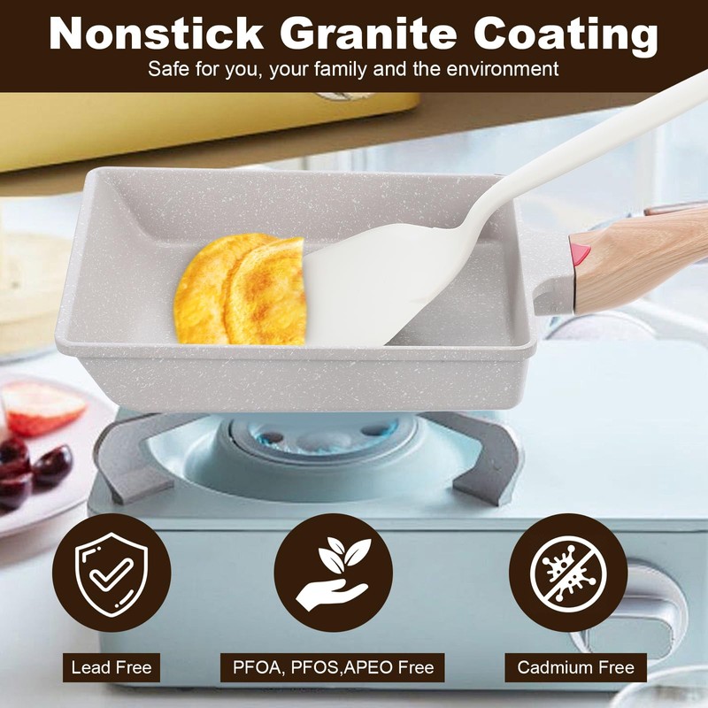 JOUTYFOR Japanese Omelette Pan, Tamagoyaki Egg Pan, Nonstick Frying Pan