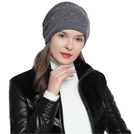 DonDon Women's Slouch Winter Beanie Hat Lined with Star Print -