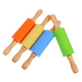 BIUDECO Rolling Pin for Clay 4 Color Mini Rolling Pin Kids Roller Non Stick Baking Roller Stick for Dough