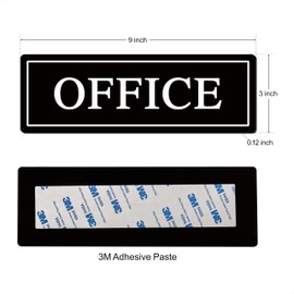 Office Signs - Strong Self-Adhesive Office Door Signs, Quick Installation, No Tools Required, Simple Design Perfect for Your Home and Corporate Offices (9" x 3", Black/White)