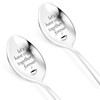 Engraved Coffee Spoons, PBIEHSR 2 Pcs Stainless Steel Tea Spoon