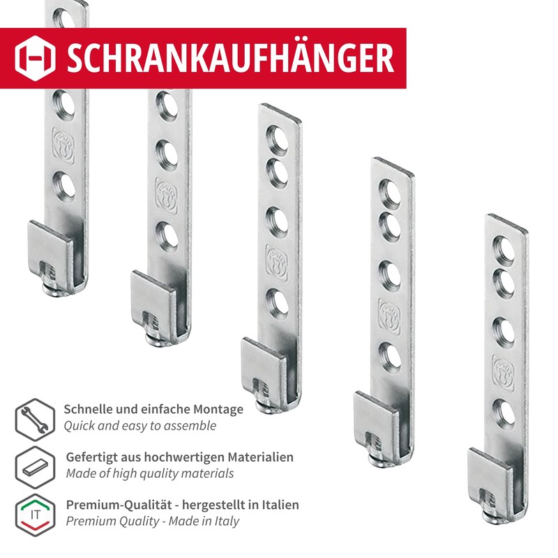 Gedotec H8066 Cabinet Hanger Plastic Galvanised White Pack of 6