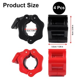 Ruayia Dumbbell Clasps, 2 Pairs of Barbell Bars, 2.5 cm, Quick Release, Barbell Collars, Barbell Clamps, Weight Lifting - 2 Pairs - 2.5 cm - Red + Black