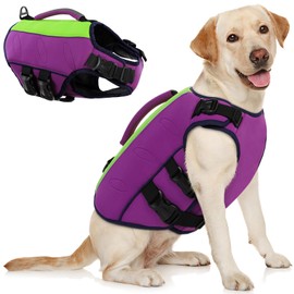 AOFITEE Ripstop Dog Life Jacket for Small, Medium, Large Dogs, Reflective Life Jacket Dog for Swimming, Boating, Adjustable Dog Life Jacket with Rescue Handle and Superior Buoyancy