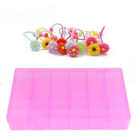 36 ranuras de plástico transparente caja de joyería ajustable organizador pendientes caja de contenedor de almacenamiento anillo de maquillaje pendiente collar organizador caja(Rosado)