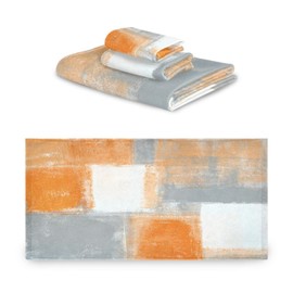 PATINISA Orange Grey Bath Towels Set of 3,Gray White Graffiti Abstract Modern,Decoractive Bathroom Towels Set 1 Bath Towel,1 Hand Towel,1 Washcloth,Soft Shower Towels for Bathroom Beach Gym Spa