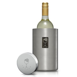 IPUJAN Wine Chiller Bucket with Stainless Ice Stone - Champagne Bucket for 750ml Single Bottle Cold up to 5 Hours - Iceless Insulated Double Walled White Wine Cooler Bucket (Silver)