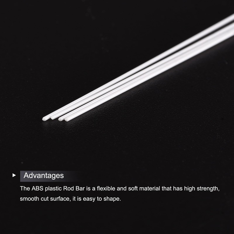 sourcing map ABS Plastic Rod Round Solid Bar 1.5mm x