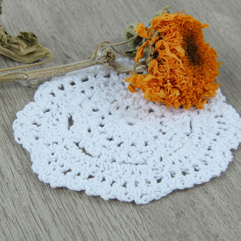 kilofly Small Crochet Cotton Lace Coasters Doilies Pack Set, 4pc,