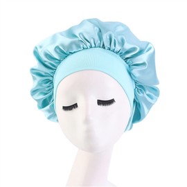Satin Bonnet for Women, Women Satin Nightcap Solid Sleep Hat Hair Care Bonnet Milk Red Head Wrap Unisex Sleep Cap (Color: L GREEN)