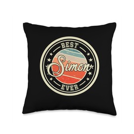 Mens Boys Men Name Simon Gift Idea Best Ever Funny Saying First Name Simon Throw Pillow, 16x16, Multicolor