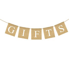 ZZHXSM Gift Banner Retro Burlap Pennant for Wedding Party, Bridal Shower, Bachelor Birthday Party (White)