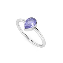 LUSTRE AND LIGHT Natural Tanzanite Pear Stackable Ring for Women in Sterling Silver, December Birthstone Jewelry Gifts for Her (US-7, Bezel-Set)