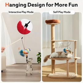 Cat Toys Flapping Bird,Interactive Cat Toy for All Breeds Cat Kicker,Touch Activated Kitten Toy,Simulated Chirping Bird Cat Toy,flapping bird cat toy,cat toys interactive for indoor cats,cat toys,(C)