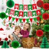 Fecedy MERRY CHRISTMAS Hanging Paper Banner Pom poms Paper flower