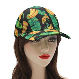 ZLYC Women's Floral Baseball Cap Fashion Flowers Breathable Baseball Cap, Banana Black