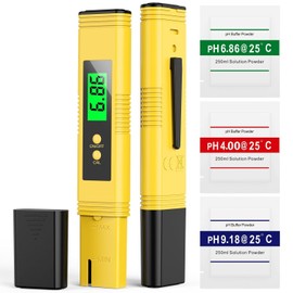 Digital pH Meter, 0.01pH High Accuracy Pen Type pH Tester for Household Drinking, Pool, High Accuracy Digital pH Tester (0.01 Precision) with UL Certification and 3 pH Calibration Powders