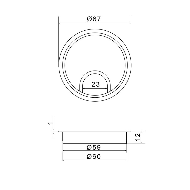sossai® Cable grommet, cable passage, desk duct with brush for
