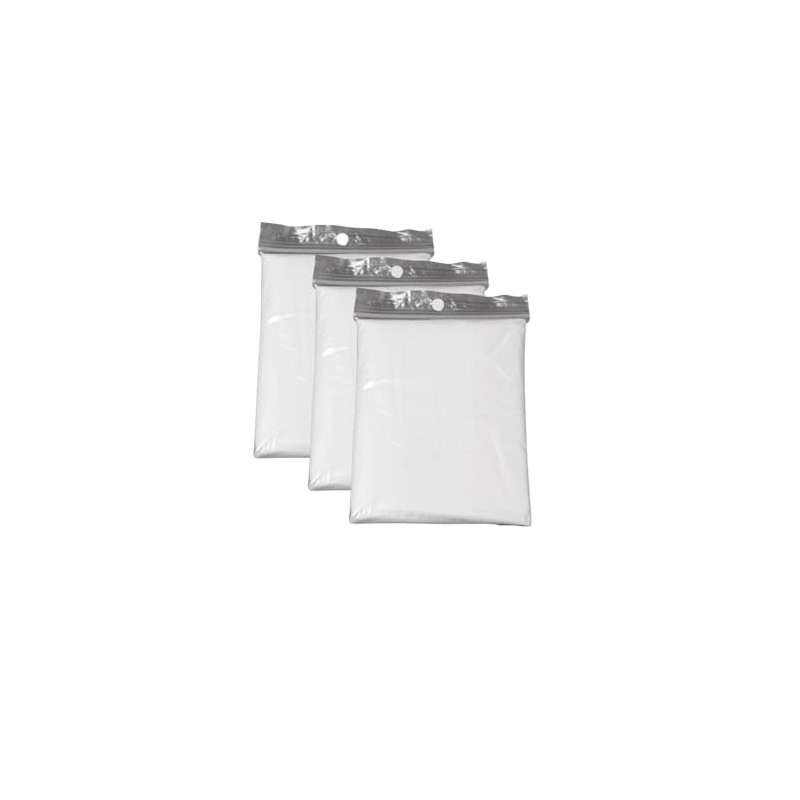 GIDUTEX Disposable Rain Poncho with Hood Pack of 3, White,