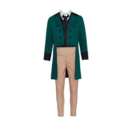 Fortunehouse Men's Victorian Fancy Outfit 18th Century Regency Tailcoat Vest Costume (XL, STYLE 4-Green) X-Large