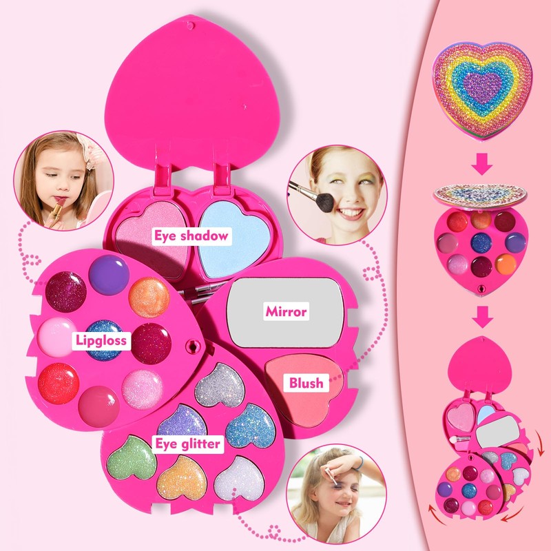 Mebtmel Heart Shape for Kids Makeup Kit, Real, Non Toxic,