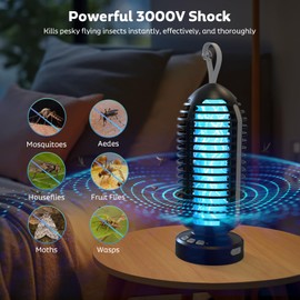 OnBeam Bug Zapper Outdoor, Mosquito Zapper Indoor Electric Fly Zapper Rechargeable Mosquito Killer with Color Changing LED Lights, Auto On/Off, 4000mAh Fly Trap for Home Backyard, Patio, Camping