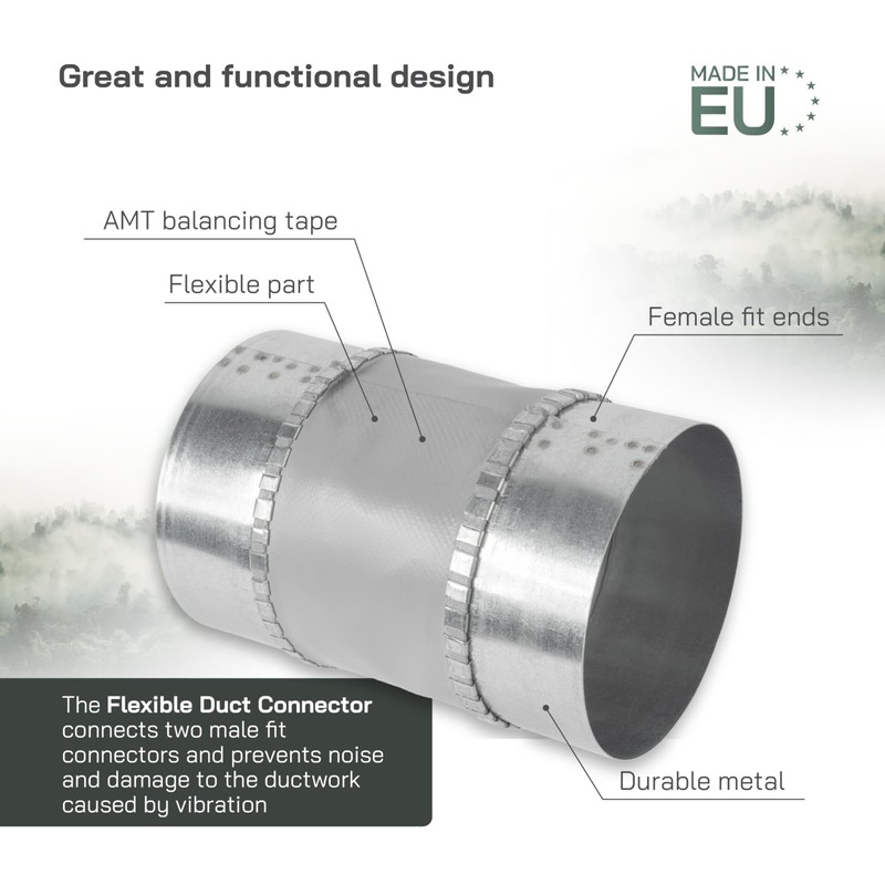 Vent Systems 4" Inch Flexible Vibration-Reducing Female Fit Duct Connector