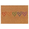 Welcome Doormat Coco Coir Door Mat Gift Rainbow Hearts (24"
