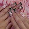 Black French Tip Press on Nails Pink Bow Fake Nails