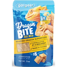 Gargeer 3oz Bearded Dragon Food. Complete Gel Diet for Both Juveniles and Adults. Proudly Made in The USA, Using Premium Ingredients, Fortified Gourmet Formula. Enjoy!