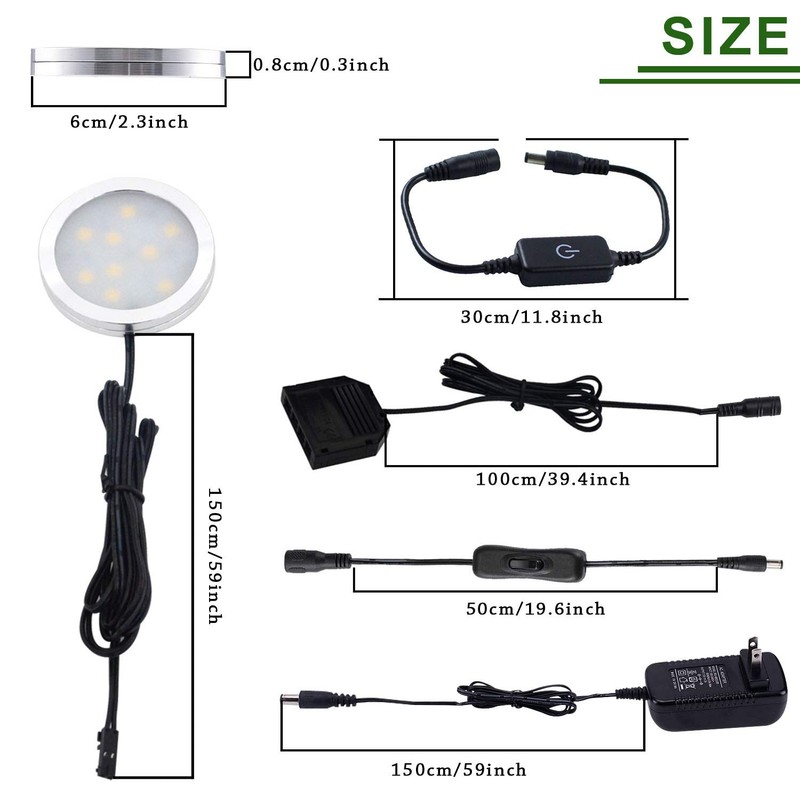 AIBOO Under Cabinet LED Puck Lights Kit with Touch Dimming