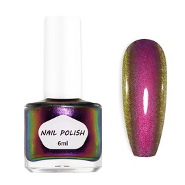 Purple Nail Polish - Chameleon Holographic Nail Varnish - 6ml Quick Dry Nail Polish - Green to Purple Chrome Nail Varnish Long Lasting No Chip No Bake UV Lamp For Manicure Home