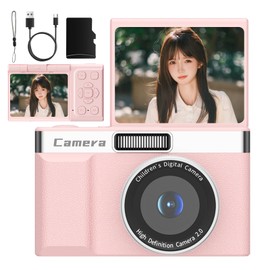 Digital Camera, 50 Megapixels, Selfie, 180° Rotating Lens, For Kids, Toy Camera, 1080P Video Recording, Digital Camera, Mini Camera, Kids Camera, Elementary School, Children, 32 GB SD Card Included
