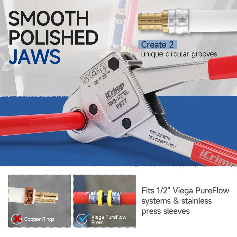 iCrimp Stainless Steel Pressing Sleeves Crimping Tool for PEX Pipe