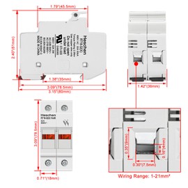Heschen Fuse Holder RT18-32(X) 32A AC690V 2-Pin DIN Rail Mount for RT18 RO15 Fuse 10 x 38mm CE UL Compliant (2)