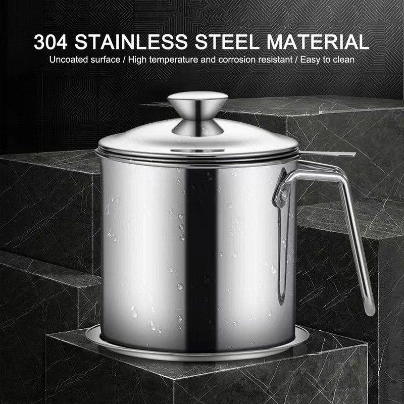 Bacon Grease Container Stainless Steel High Temperature Resistance Oil Strainer