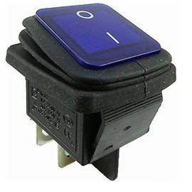 Waterproof Rocker Switch 2-Pin (4 Pin) On/Off 250V 16A Blue Illuminated (1)