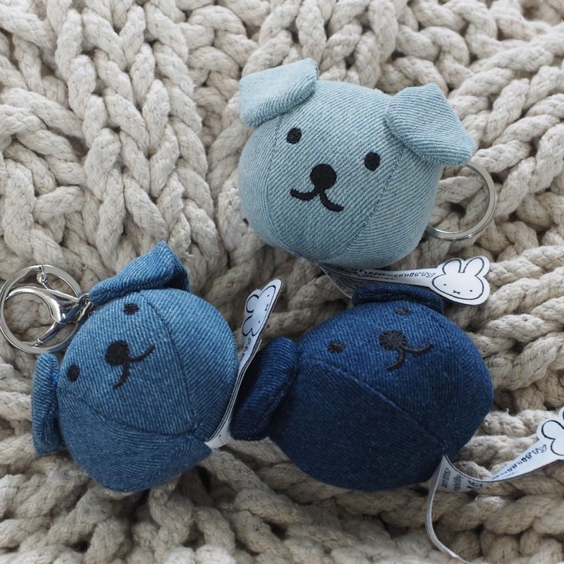BON TON TOYS Snuffy Denim Bag Charm Keychain Mid Wash