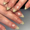 Yellow Green French Tip Press on Nails Almond Medium Fake