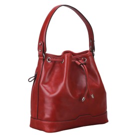 Banuce Genuine Full Grain Leather Bucket Bag for Women Purses and Handbags Ladies Shoulder Crossbody Tote Bag Red