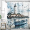 Dizifinn Nautical Coastal Beach Shower Curtain Decor, Ocean Lighthouse Seasides