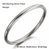 Bangle Real 925 Sterling Silver Filled 6mm Solid Bracelet Ladies
