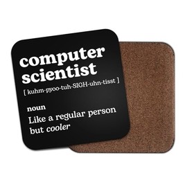 Computer Scientist Square Coaster - IT Work New Job Dictionary Regular But Cooler Definition Funny Joke Hobby Men Women Kitchen Drink #82665